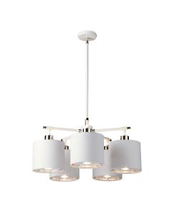 Balance 5 Light Chandelier - White / Polished Nickel with White Shade