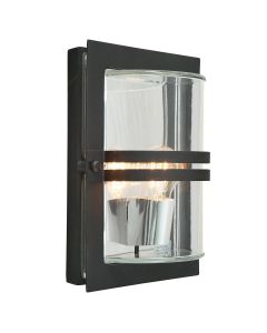 Basel 1 Light Wall Lantern - Black With Clear Glass