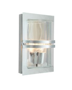 Basel 1 Light Wall Lantern - Galvanised With Clear Glass
