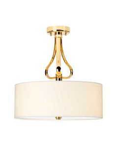 Falmouth 3 Light Semi-Flush - French Gold / Cream Shade