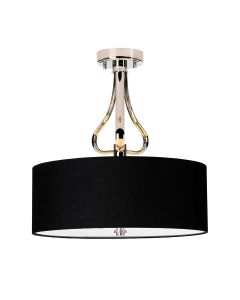 Falmouth 3 Light Semi-Flush - Polished Chrome / Black Shade