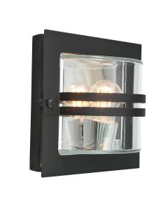 Bern 1 Light Wall Lantern - Black With Clear Glass