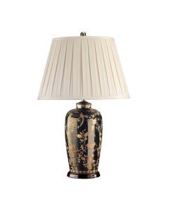 Black Birds 1 Light Table Lamp - Black and Gold with Cream Shade