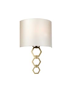 Clark Medium 1 Light Wall Light - Aged Brass with Ivory Faux Silk Shade