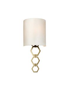 Clark Small 1 Light Wall Light - Aged Brass with Ivory Faux Silk Shade