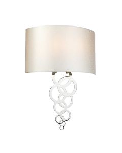 Curtis Large 2 Light Wall Light - Polished Chrome with Ivory Faux Silk Shade