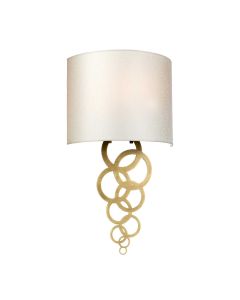 Curtis Medium 1 Light Wall Light - Aged Brass with Ivory Faux Silk Shade