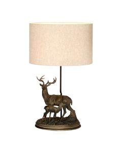 Amelia 1 Light Table Lamp with Oval Shade - Bronze Patina with Natural Shade