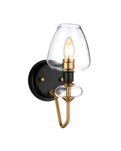 Armand 1 Light Wall Light - Aged Brass Plated & Charcoal Black Paint