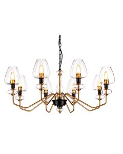 Armand 8 Light Chandelier - Aged Brass Plated & Charcoal Black Paint
