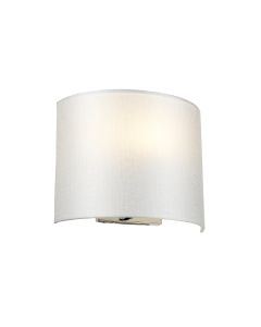 Cooper Medium Curved Wall Light with Polished Chrome Back Plate with Ivory Shade