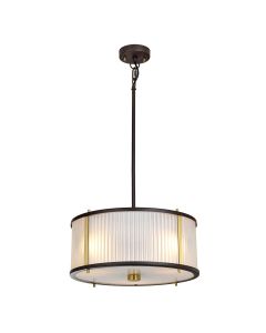 Corona 3 Light Pendant - Museum Bronze Dark Brown Painted / Aged Brass