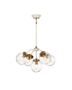 Cosmos 5 Light Pendant - Cream Painted and Aged Brass