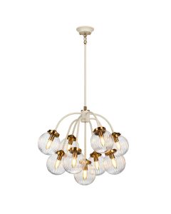 Cosmos 9 Light Pendant - Cream Painted and Aged Brass