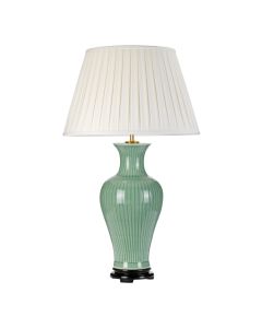 Dalian 1 Light Table Lamp with Tall Empire Shade - Celadon with Ivory Shade