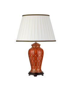 Datai 1 Light Table Lamp - Terracotta and Gold with Ivory with Black and Gold trim Shade