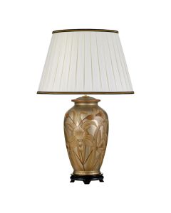 Dian 1 Light Table Lamp With Tall Empire Shade - Silver and Gold with Ivory with Black and Gold trim Shade