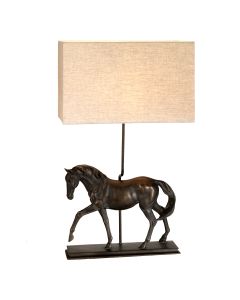 Dorado 1 Light Table Lamp with Rectangle Shade - Bronze Patina with Natural Shade