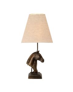 Eclipse 1 Light Table Lamp with Tapered Square Shade - Bronze Patina with Natural Shade
