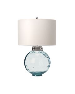 Kara Table Lamp - Polished Nickel - Blue Glass with Hepplewhite Shade