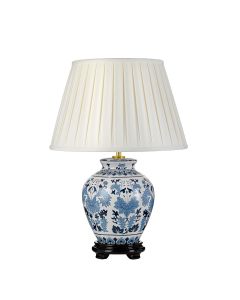 Linyi 1 Light Table Lamp with Tall Empire Shade - Blue and White with Ivory Shade