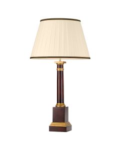 Louviers 1 Light Table Lamp with Tall Empire Shade - Oxblood and Gold with Ivory with Black and Gold trim Shade