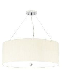 Pearce 26" Pendant with Polished Chrome Ceiling Pan - Polished Chrome with Ivory Shade