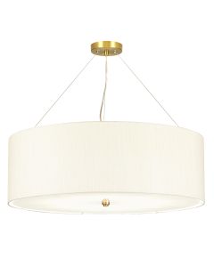 Pearce 34" Pendant with Aged Brass Ceiling Pan - Aged Brass with Ivory Shade