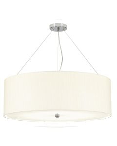 Pearce 34" Pendant with Polished Chrome Ceiling Pan - Polished Chrome with Ivory Shade