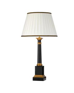 Peronne 1 Light Table Lamp With Tall Empire Shade - Black and Gold with Off-White Shade