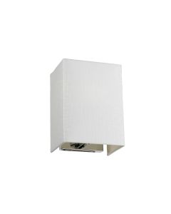 Riley Small Rectangular Wall Light with Polished Chrome Back Plate with Ivory Shade
