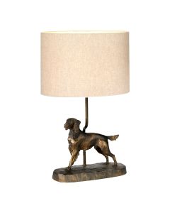 Rufus 1 Light Table Lamp with Oval Shade - Bronze Patina with Natural Shade