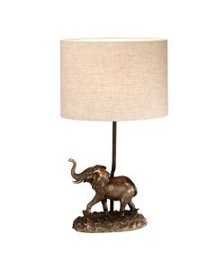 Sabi 1 Light Table Lamp with Oval Shade - Bronze Patina with Natural Shade