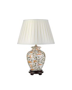 Soling 1 Light Table Lamp - Cream with Orange and Green with Ivory Shade