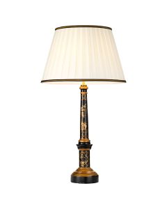 Strasbourg 1 Light Table Lamp with Tall Empire Shade - Black and Gold with Ivory with Black and Gold Trim Shade