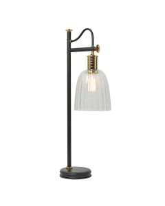 Douille 1 Light Table Lamp - Black / Polished Brass with Clear Shade