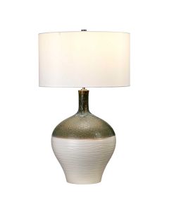 Eden Park 1 Light Table Lamp - Green, Turquoise and Gold with Cream Shade