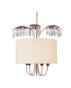 Antoinette 5 Light Pendant - Cream Patina, Gold & Silver Leaf