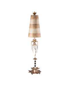 Birdland 1 Light Table Lamp - Cream & Gold with Cream and Taupe Striped Shade