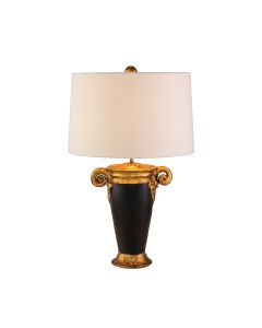Gallier 1lt Table Lamp - Black and Gold with White Shade