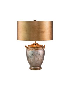 Jackson 1lt Table Lamp - Antiqued Silver with Gold Leaf Accents with Distressed Gold Shade