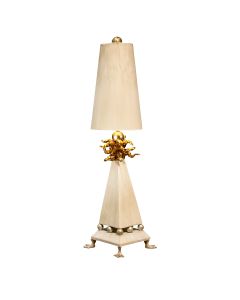 Leda 1 Light Table Lamp - Cream Patina, Gold Leaf with Cream Patina Shade