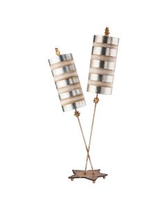 Nettle Luxe 2 Light Table Lamp - Silver Leaf and cream