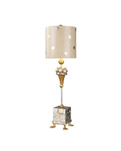 Pompadour X 1 Light Table Lamp - Cream and Silver Leaf with Painted Cream with Silver Leaf crosses Shade