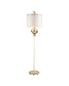 Trellis 1 Light Floor Lamp - Putty Patina & Silver Leaf with Cream and Putty Shade
