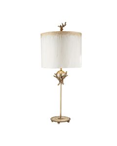 Trellis 1 Light Table Lamp - Putty Patina & Silver Leaf with Cream and Putty Shade