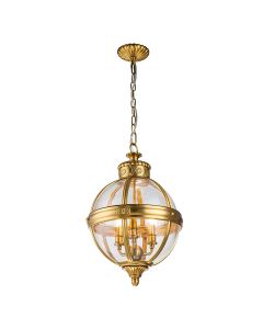 Adams 3 Light Pendant Chandelier - Burnished Brass