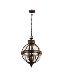 Adams 3 Light Pendant Chandelier - British Bronze