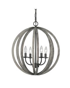 Allier 4 Light Pendant - Weathered Oak Wood / Antique Forged Iron