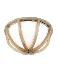 Allier 2 Light Flush - Light Wood / Brushed Steel
